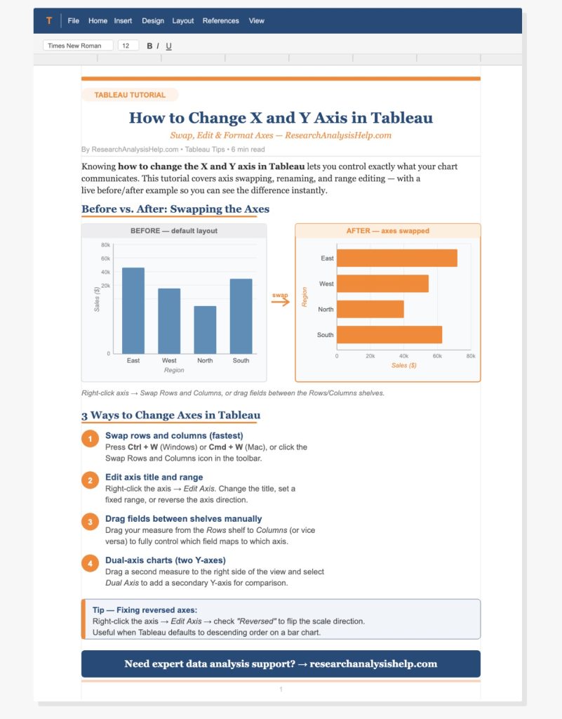 How To Change X And Y Axis in Tableau