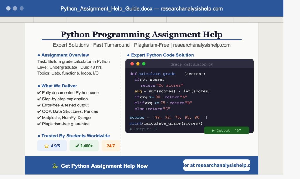 Python Programming Assignment Help